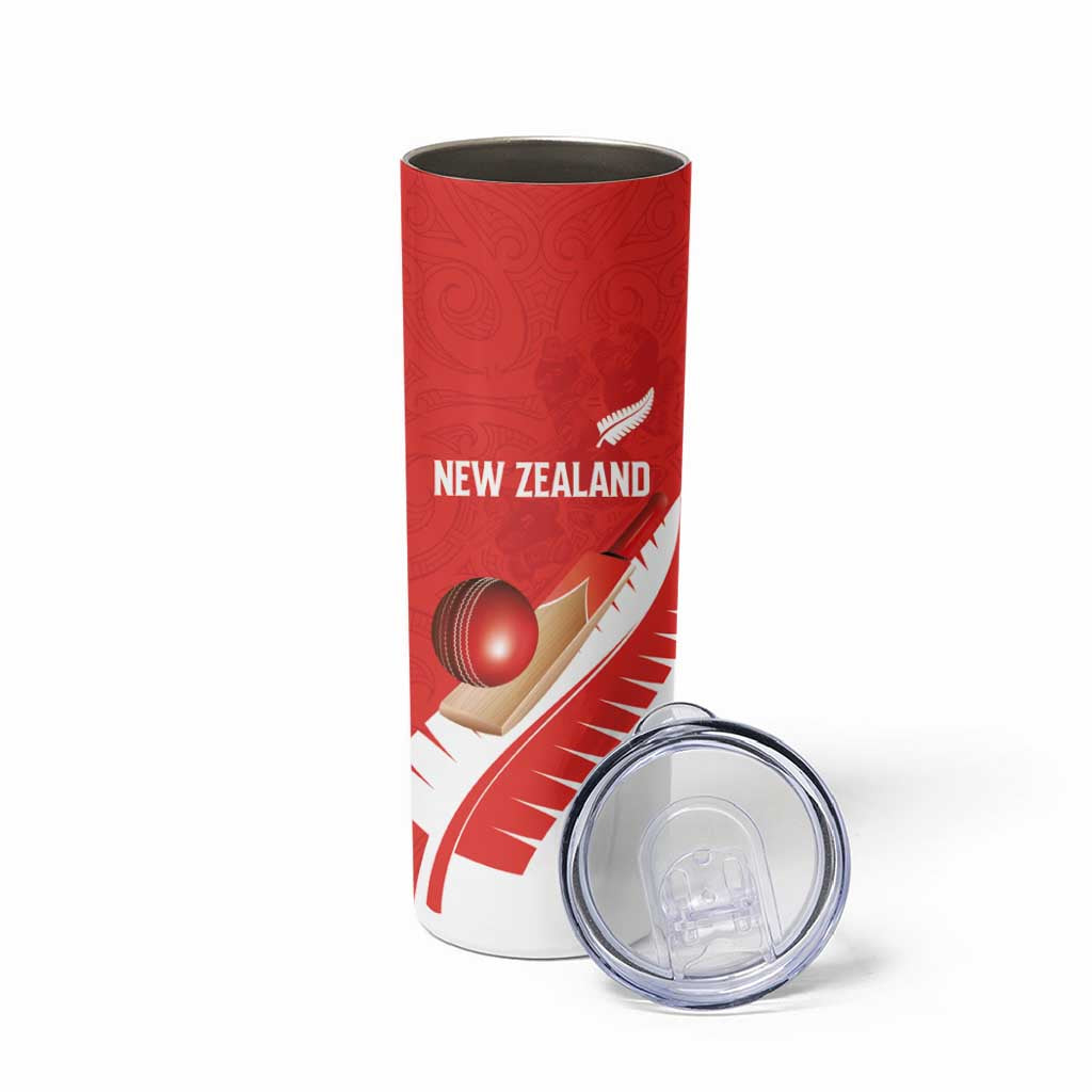 Custom New Zealand Cricket Skinny Tumbler Kiwi Birds Haka Dance Red Fern Sporty Style