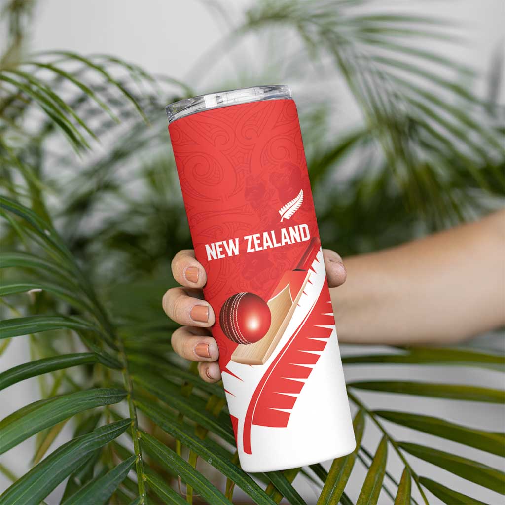 Custom New Zealand Cricket Skinny Tumbler Kiwi Birds Haka Dance Red Fern Sporty Style