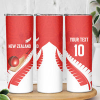 Custom New Zealand Cricket Skinny Tumbler Kiwi Birds Haka Dance Red Fern Sporty Style