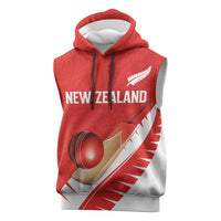 Custom New Zealand Cricket Sleeveless Hoodie Kiwi Birds Haka Dance Red Fern Sporty Style