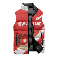 Custom New Zealand Cricket Sleeveless Puffer Jacket Kiwi Birds Haka Dance Red Fern Sporty Style