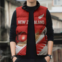 Custom New Zealand Cricket Sleeveless Puffer Jacket Kiwi Birds Haka Dance Red Fern Sporty Style