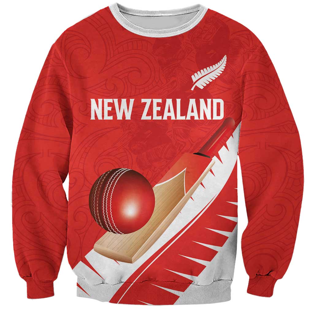 Custom New Zealand Cricket Sweatshirt Kiwi Birds Haka Dance Red Fern Sporty Style LT03 Unisex Red - Polynesian Pride
