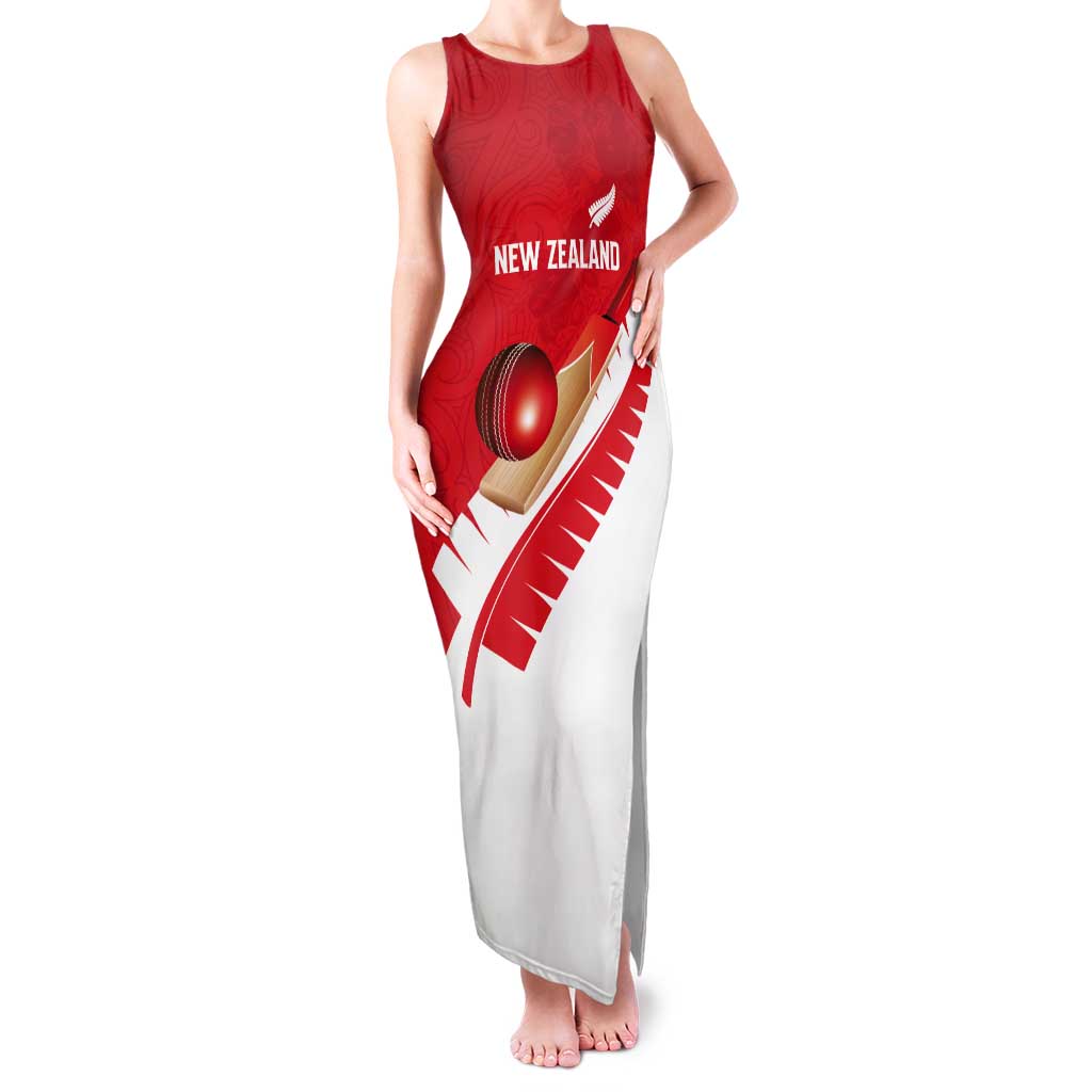 Custom New Zealand Cricket Tank Maxi Dress Kiwi Birds Haka Dance Red Fern Sporty Style