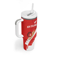Custom New Zealand Cricket Tumbler With Handle Kiwi Birds Haka Dance Red Fern Sporty Style