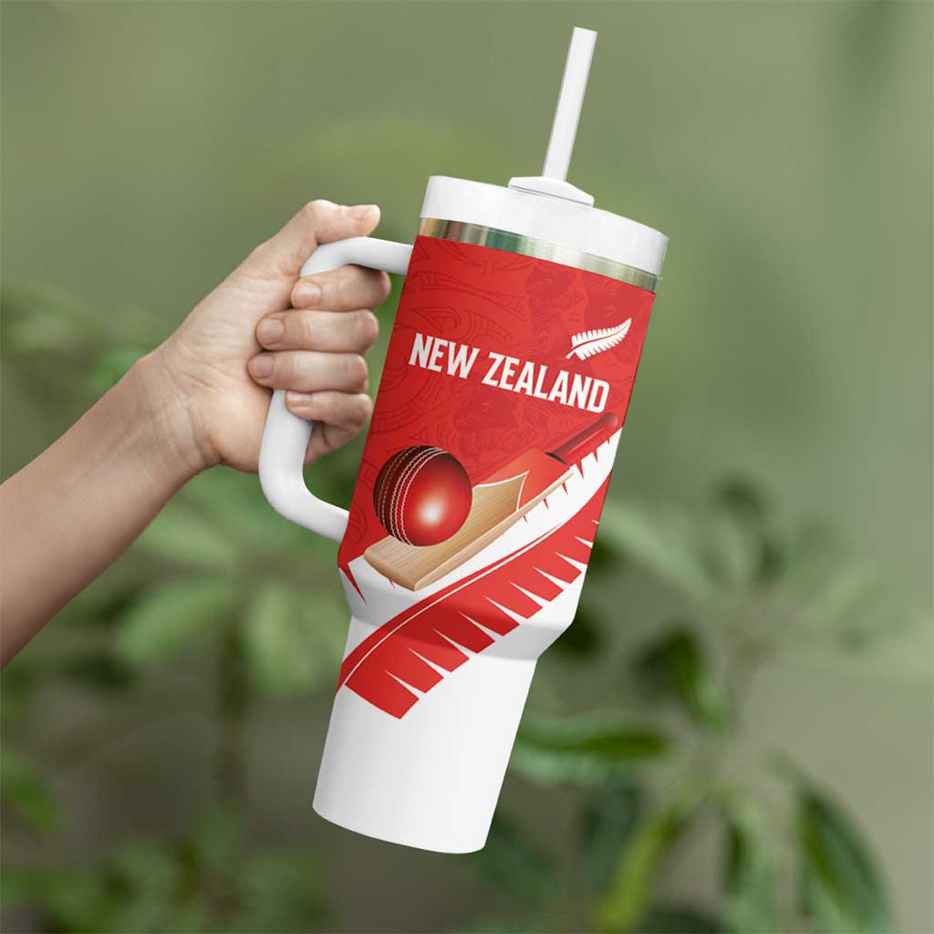 Custom New Zealand Cricket Tumbler With Handle Kiwi Birds Haka Dance Red Fern Sporty Style