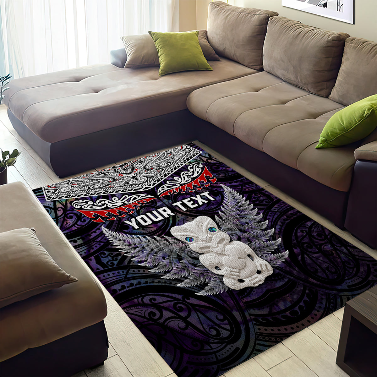 New Zealand Hei Tiki Area Rug Maori Purple Papua Shell Pattern LT03 - Polynesian Pride