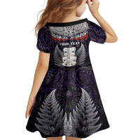 New Zealand Hei Tiki Family Matching Off Shoulder Long Sleeve Dress and Hawaiian Shirt Maori Purple Papua Shell Pattern LT03 - Polynesian Pride