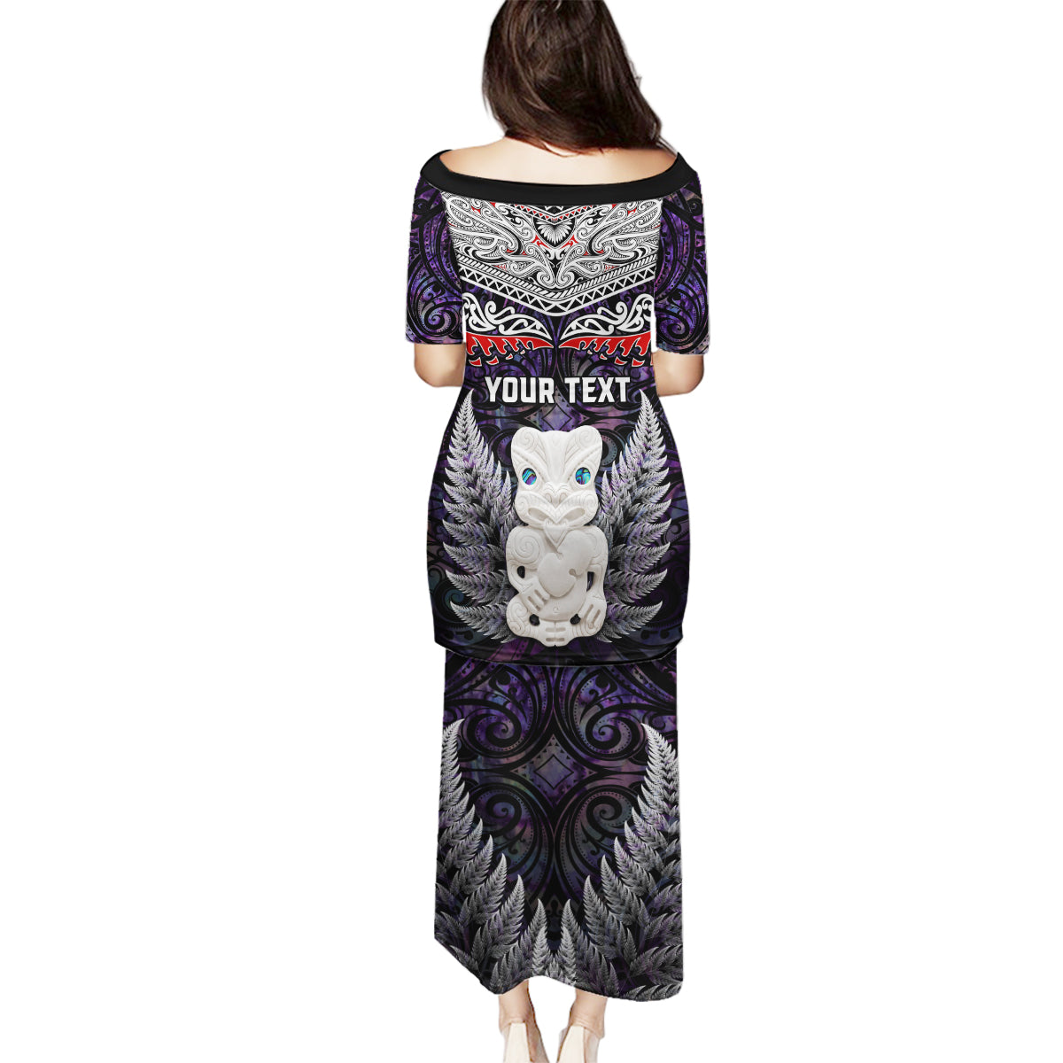 New Zealand Hei Tiki Family Matching Puletasi and Hawaiian Shirt Maori Purple Papua Shell Pattern LT03 - Polynesian Pride