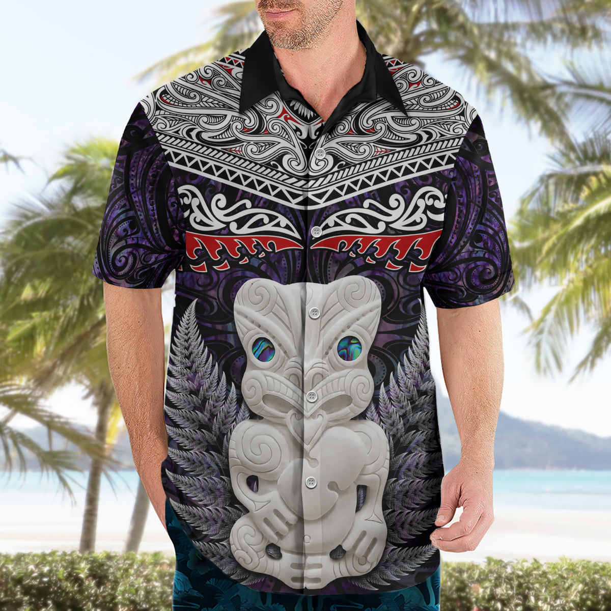 New Zealand Hei Tiki Hawaiian Shirt Maori Purple Papua Shell Pattern LT03 - Polynesian Pride