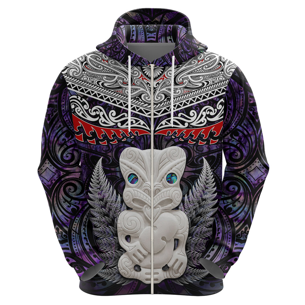 New Zealand Hei Tiki Hoodie Maori Purple Papua Shell Pattern LT03 - Polynesian Pride