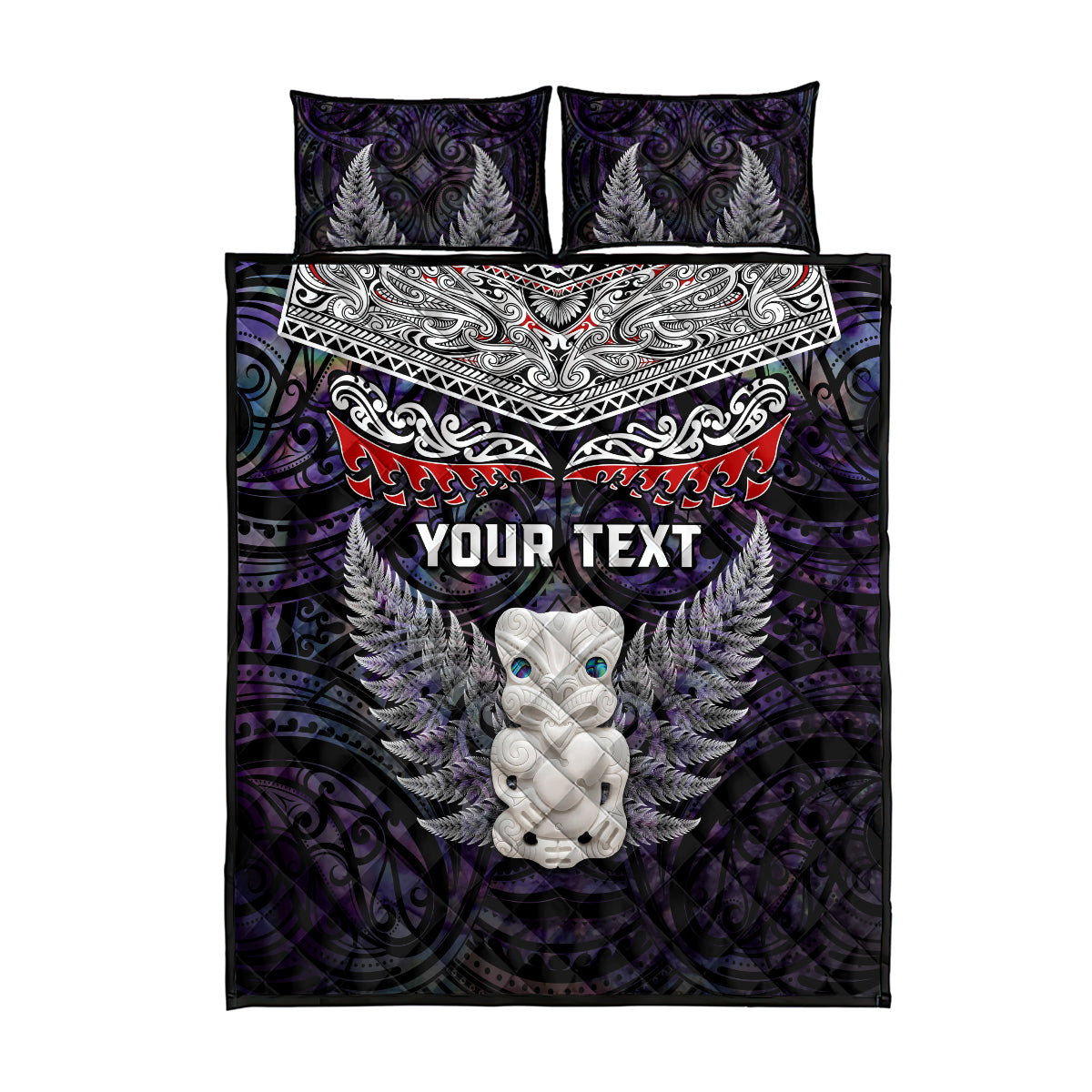 New Zealand Hei Tiki Quilt Bed Set Maori Purple Papua Shell Pattern LT03 - Polynesian Pride