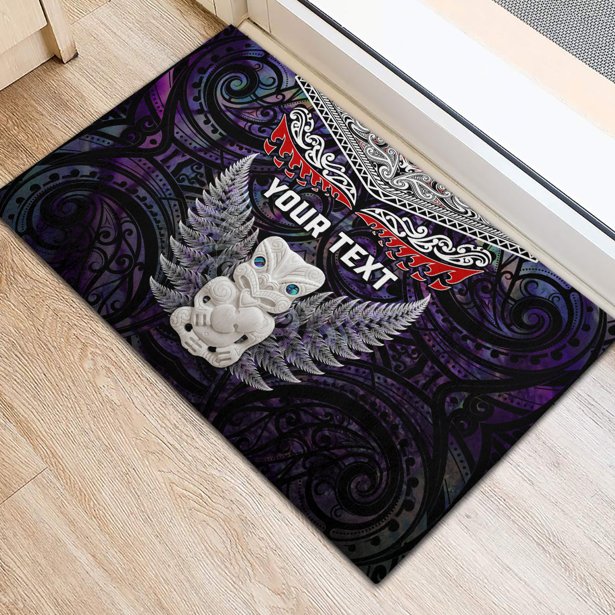 New Zealand Hei Tiki Rubber Doormat Maori Purple Papua Shell Pattern LT03 - Polynesian Pride