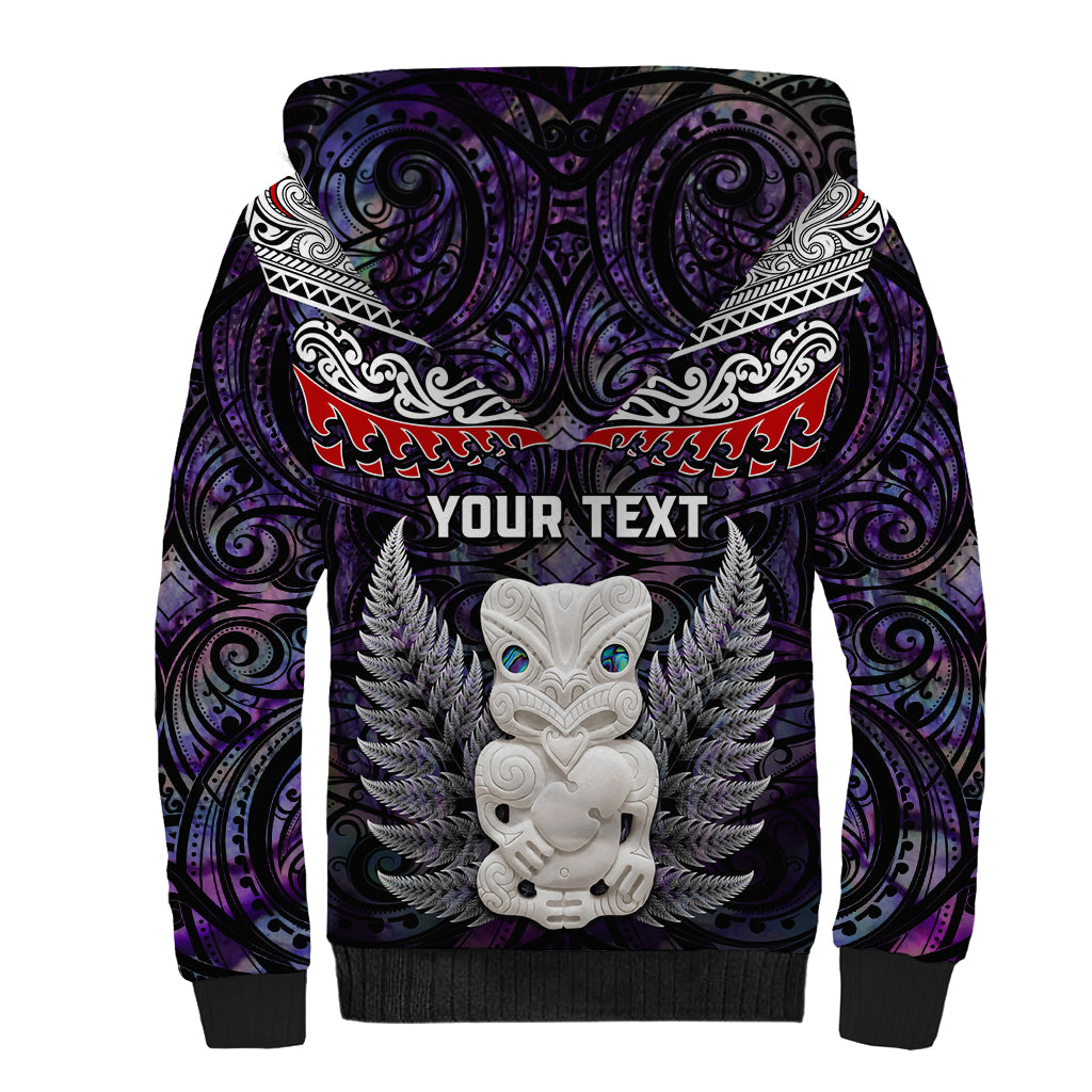 New Zealand Hei Tiki Sherpa Hoodie Maori Purple Papua Shell Pattern LT03 - Polynesian Pride
