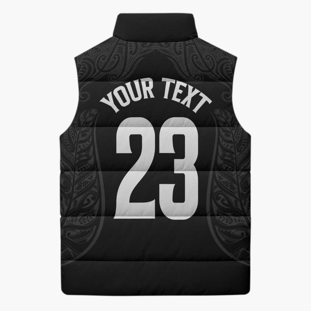 New Zealand Basketball Ta Moko Tribal Custom Sleeveless Puffer Jacket LT03 - Polynesian Pride