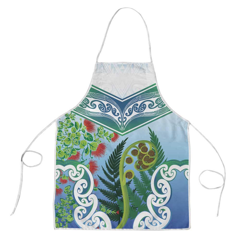 Aotearoa New Zealand Natural Plants Apron Pohutukawa with Silver Ferns Koru Frond Maori Tattoos