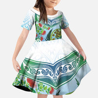 Aotearoa New Zealand Natural Plants Family Matching Mermaid Dress and Hawaiian Shirt Pohutukawa with Silver Ferns Koru Frond Maori Tattoos