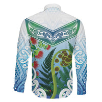 Aotearoa New Zealand Natural Plants Family Matching Short Sleeve Bodycon Dress and Hawaiian Shirt Pohutukawa with Silver Ferns Koru Frond Maori Tattoos
