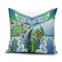 Aotearoa New Zealand Natural Plants Pillow Cover Pohutukawa with Silver Ferns Koru Frond Maori Tattoos