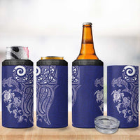 New Zealand Sea Animals with Maori Tribal Tattoo 4 in 1 Can Cooler Tumbler Blue Color