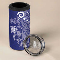 New Zealand Sea Animals with Maori Tribal Tattoo 4 in 1 Can Cooler Tumbler Blue Color
