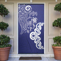 New Zealand Sea Animals with Maori Tribal Tattoo Door Cover Blue Color