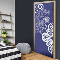 New Zealand Sea Animals with Maori Tribal Tattoo Door Cover Blue Color