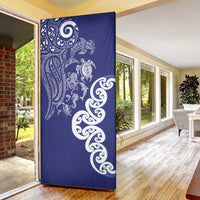 New Zealand Sea Animals with Maori Tribal Tattoo Door Cover Blue Color