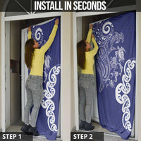 New Zealand Sea Animals with Maori Tribal Tattoo Door Cover Blue Color