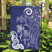 New Zealand Sea Animals with Maori Tribal Tattoo Garden Flag Blue Color