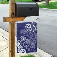 New Zealand Sea Animals with Maori Tribal Tattoo Garden Flag Blue Color