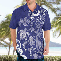 New Zealand Sea Animals with Maori Tribal Tattoo Hawaiian Shirt Blue Color