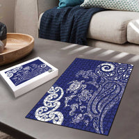 New Zealand Sea Animals with Maori Tribal Tattoo Puzzle Blue Color