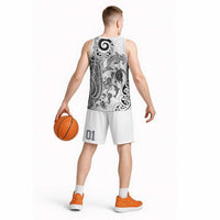 New Zealand Sea Animals with Maori Tribal Tattoo Basketball Jersey White Color