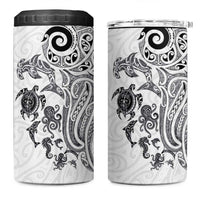 New Zealand Sea Animals with Maori Tribal Tattoo 4 in 1 Can Cooler Tumbler White Color