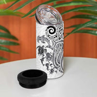 New Zealand Sea Animals with Maori Tribal Tattoo 4 in 1 Can Cooler Tumbler White Color