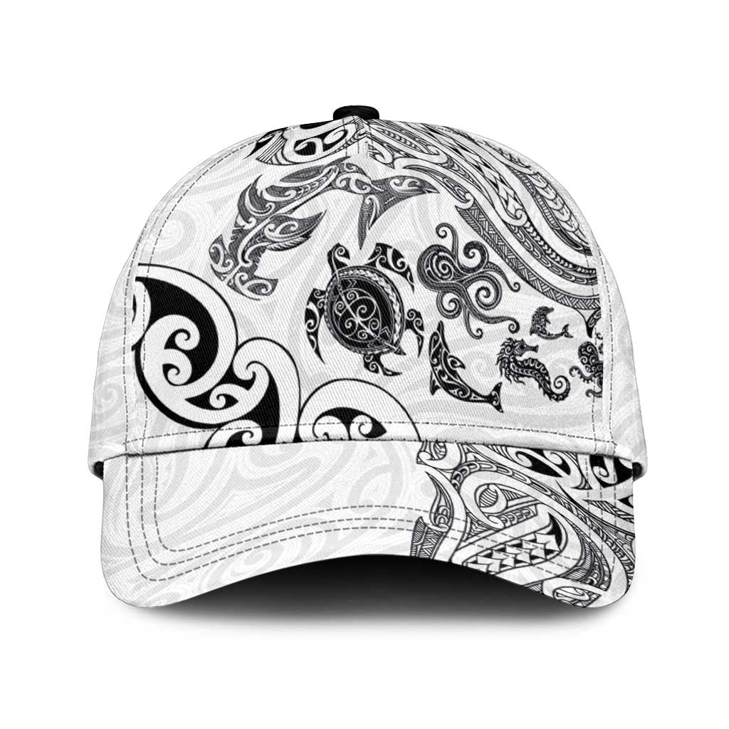 New Zealand Sea Animals with Maori Tribal Tattoo Classic Cap White Color