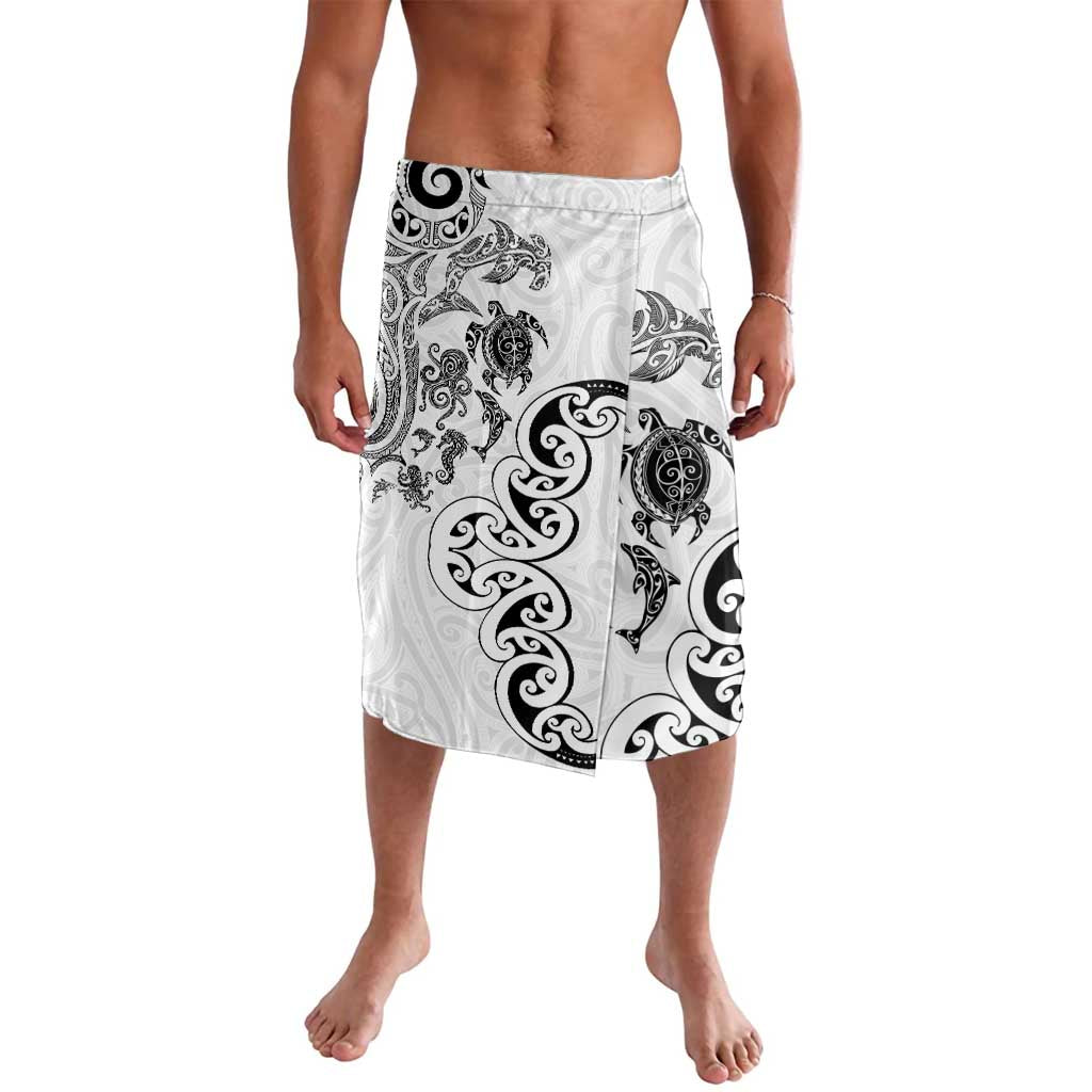 New Zealand Sea Animals with Maori Tribal Tattoo Lavalava White Color