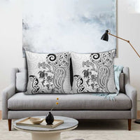 New Zealand Sea Animals with Maori Tribal Tattoo Pillow Cover White Color