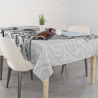 New Zealand Sea Animals with Maori Tribal Tattoo Tablecloth White Color