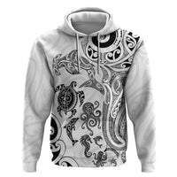 New Zealand Sea Animals with Maori Tribal Tattoo Zip Hoodie White Color LT03 Pullover Hoodie White - Polynesian Pride