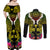 Hawaii Kanaka Maoli Couples Matching Off Shoulder Maxi Dress and Long Sleeve Button Shirt Double Shark and Hibiscus Flowers