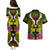 Hawaii Kanaka Maoli Couples Matching Puletasi and Hawaiian Shirt Double Shark and Hibiscus Flowers