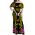 Hawaii Kanaka Maoli Off Shoulder Maxi Dress Double Shark and Hibiscus Flowers