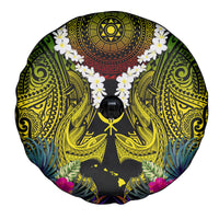 Hawaii Kanaka Maoli Spare Tire Cover Double Shark and Hibiscus Flowers