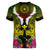 Hawaii Kanaka Maoli Women V-Neck T-Shirt Double Shark and Hibiscus Flowers