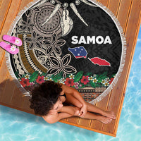 Samoa Siapo Polynesian Art Beach Blanket Tropical Flowers and Tatau Pattern Brown