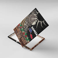 Samoa Siapo Polynesian Art Canvas Wall Art Tropical Flowers and Tatau Pattern Brown