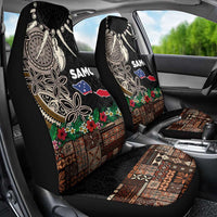 Samoa Siapo Polynesian Art Car Seat Cover Tropical Flowers and Tatau Pattern Brown