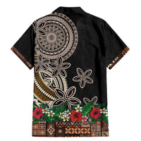 Samoa Siapo Polynesian Art Family Matching Mermaid Dress and Hawaiian Shirt Tropical Flowers and Tatau Pattern Brown